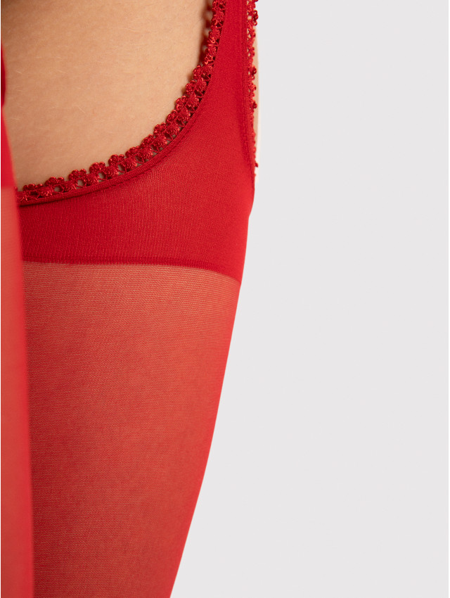 Fiore Amour Suspender Tights Red