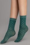 Fiore Gia Socks Lurex Green Silver Dots