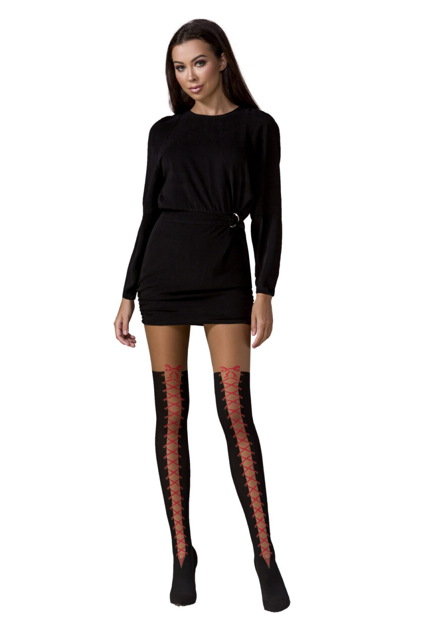 Passion TI114 Fashion Tights Black Rosso
