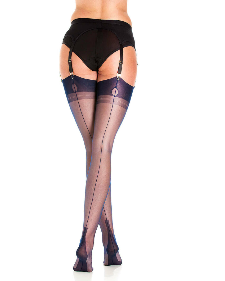 Gio Fully Fashioned Cuban Heel Stockings Navy