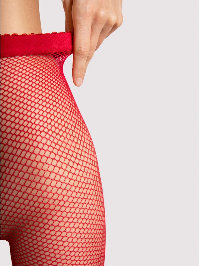 Fiore Greta Fishnet Tights Red